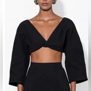 NWT Mara Hoffman Crop Long-Sleeve Justine Top